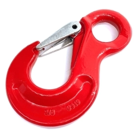 Hák s okem řetězový a pojistkou Tr.80